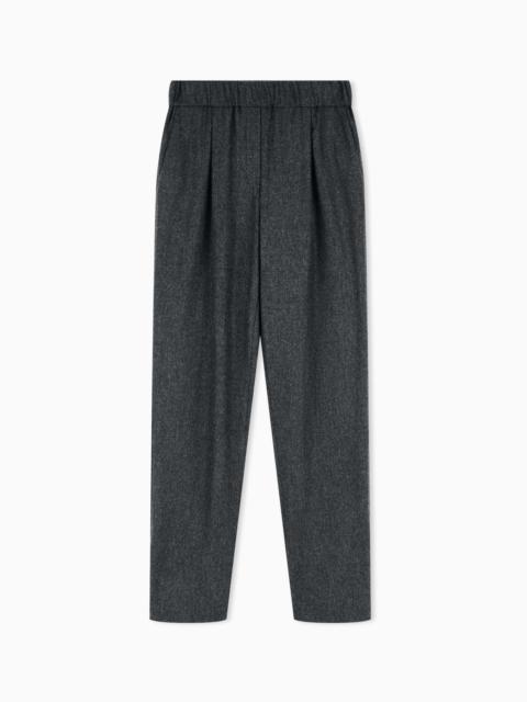 GIORGIO ARMANI REGULAR FIT PULL-ON TROUSERS IN WOOL AND CASHMERE FLANNEL
