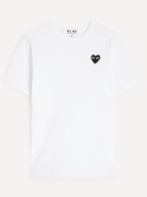 Comme des Garçons PLAY White Rhinestone Heart Short-Sleeve T-Shirt