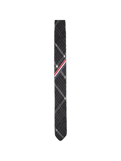 Thom Browne Black Plaid Check Silk Knit RWB Tie