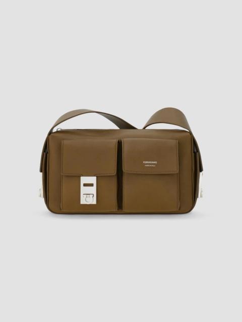 FERRAGAMO Men's Hug Buckle Utility Shoulder Bag - Soy Seed