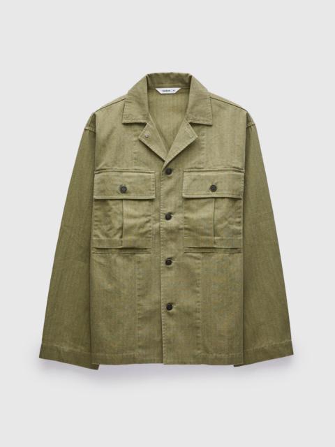 3sixteen M43 Overshirt in Olive Herringbone Twill