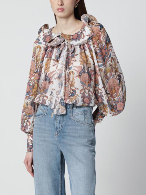 FARM RIO White Sea Garden blouse with ruffles