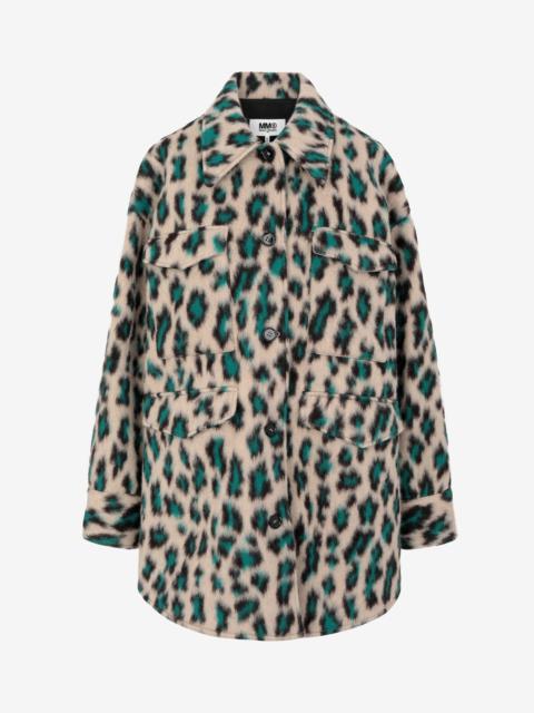 MM6 Maison Margiela Oversized leopard jacquard coat