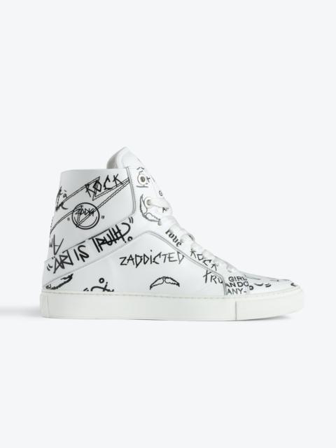 Zadig & Voltaire ZV1747 High Flash High-Top Graffiti Sneakers