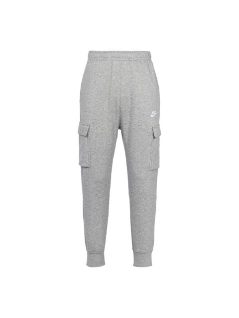 Nike Sportswear Club Fleece Cargo Multiple Pockets Stay Warm Bundle Feet Sports Long Pants Gray CD31