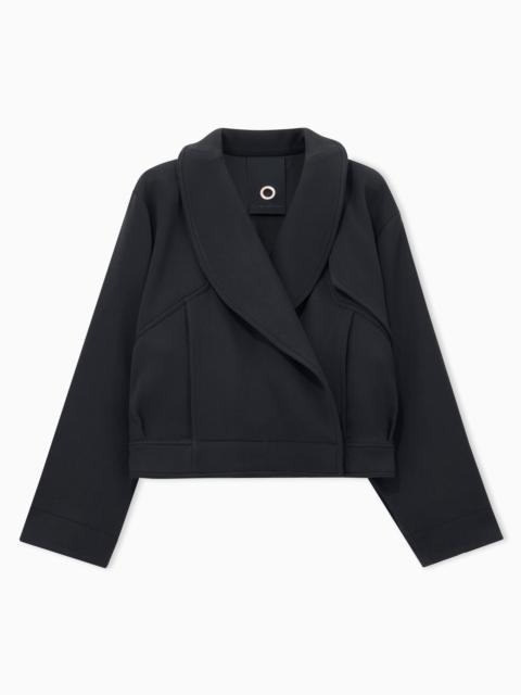 GIORGIO ARMANI CROPPED CABAN IN STRETCH VIRGIN WOOL WITH SHAWL COLLAR