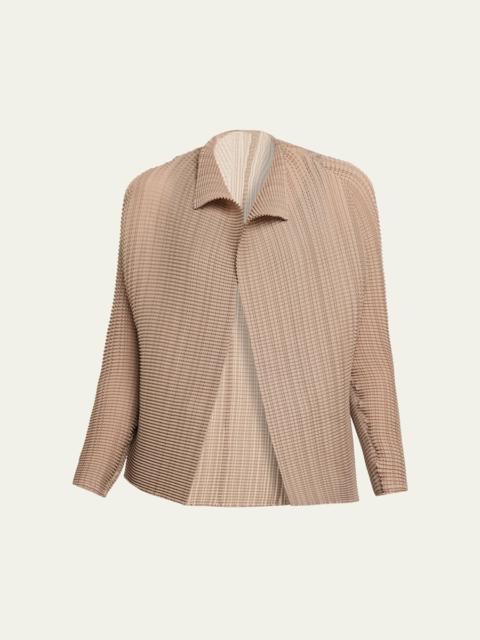 ISSEY MIYAKE Textured Pleated Long-Sleeve Open Jacket