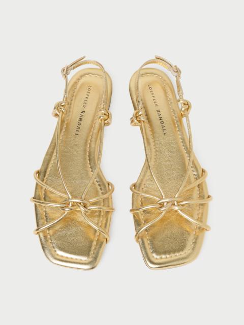 LOEFFLER RANDALL Karly Gold Leather Strappy Sandal