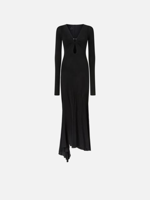 PINKO ELEGANT DRESS WITH SEMI-TRANSPARENT SKIRT AND TRAIN