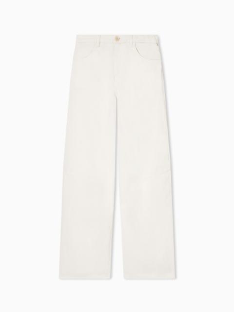 EMPORIO ARMANI J3F GARMENT-DYED LINEN AND LYOCELL TROUSERS