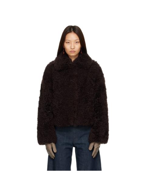Yves Salomon Brown Lambskin Merino Jacket