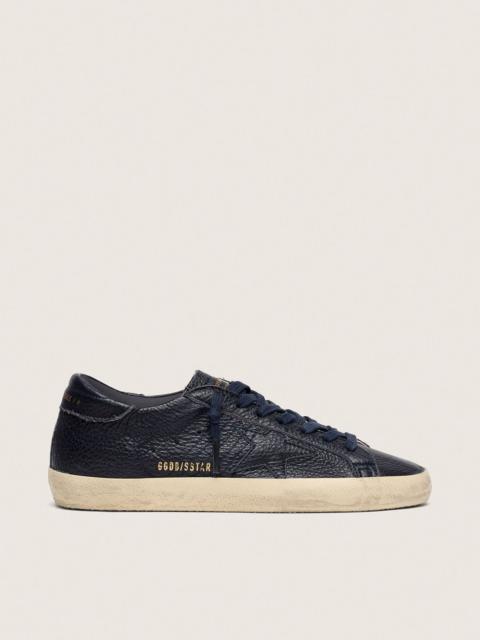 Men's Super-Star in navy-blue leather with tone-on-tone leather star