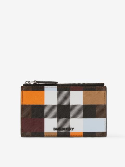 Burberry Colour Block Check Zip Card Case