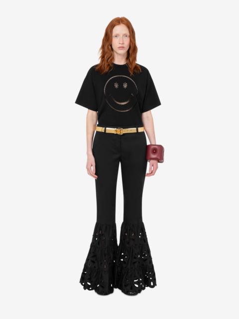 Moschino EMBROIDERED COTTON POPLIN PANTS