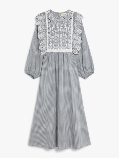 WEEKEND Max Mara ABITO Gingham cotton dress with broderie anglaise embroidery