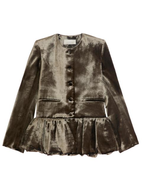 LIBEROWE JKT3SVDO PEPLUM JACKET SHINY VELVET DARK OLIVE