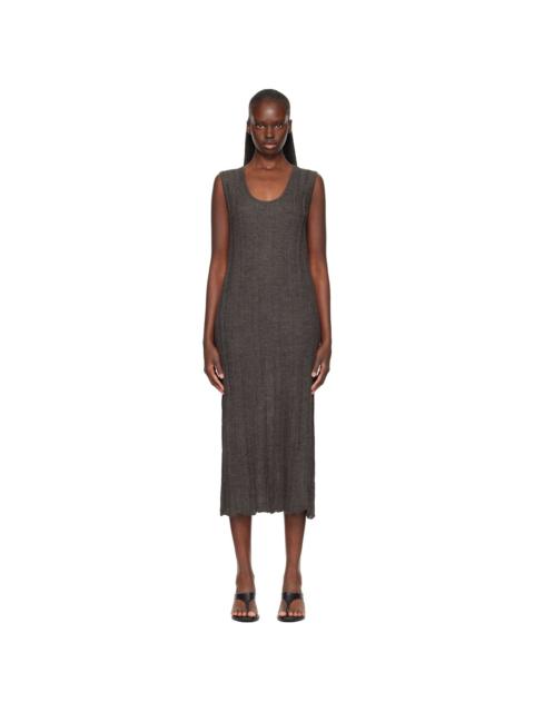 LAUREN MANOOGIAN Gray Plisse Tank Maxi Dress