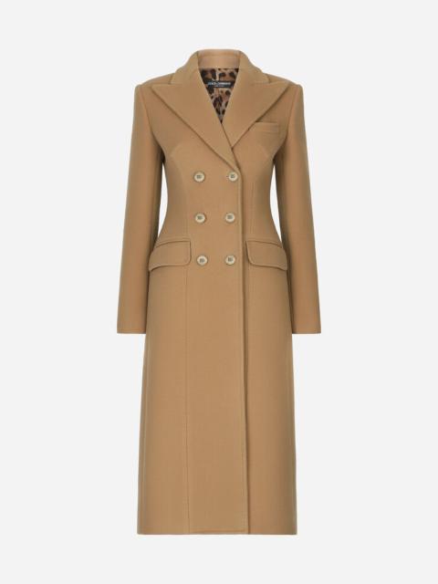 Long double-breasted wool and cashmere coat