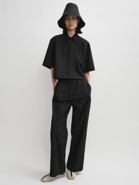 Cropped cotton-poplin shirt black