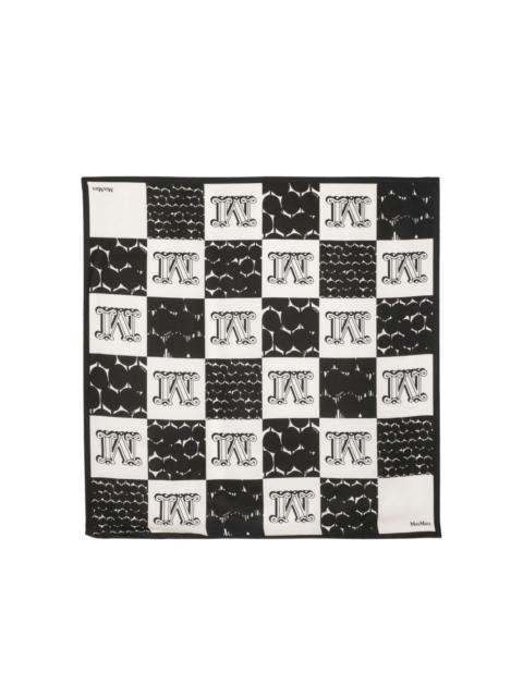 checkerboard-print silk scarf