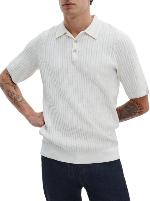 rag & bone Men's Harvey Rib-Knit Cotton-Blend Polo Shirt - Chalk