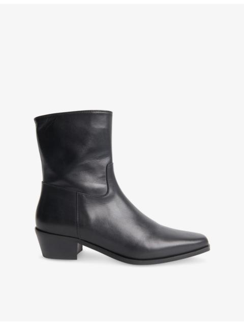 WHISTLES Western Heeled Leather Ankle Boots