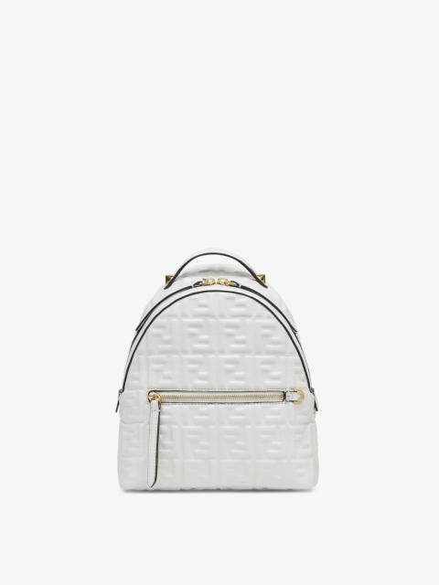 FENDI White FF leather backpack