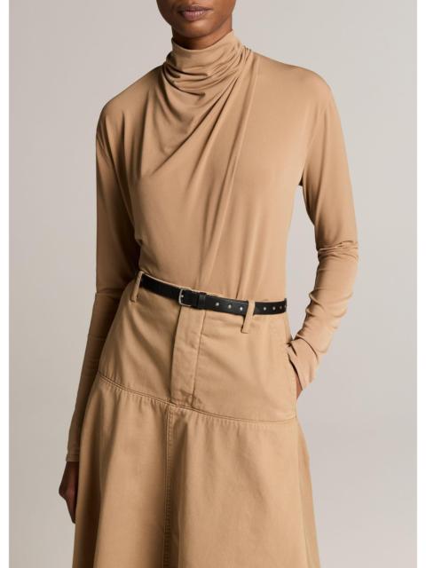 Vince Draped-Neck Long-Sleeve Top
