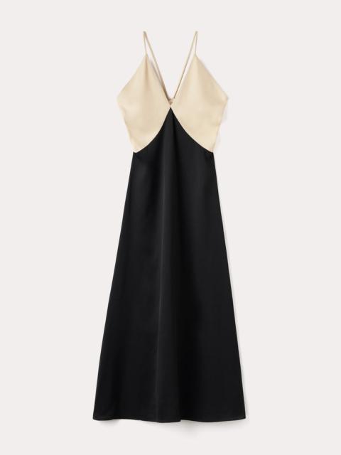 Draped twill cami dress black