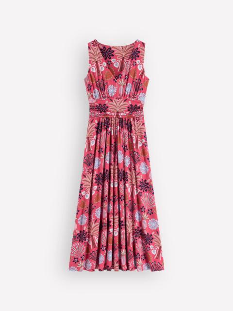 BODEN Elodie Jersey Maxi Dress-Cherry Blush, Tropical Forest