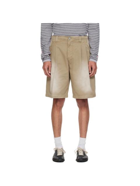 ERL Beige Pleated Chino Woven Denim Shorts