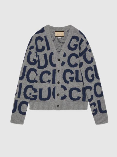 GUCCI Wool cardigan with Gucci intarsia