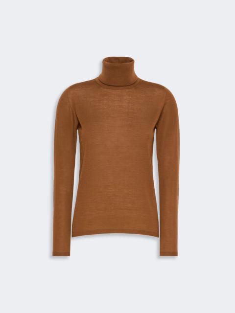Max Mara SALUTO Wool yarn polo-neck sweater - TOBACCO