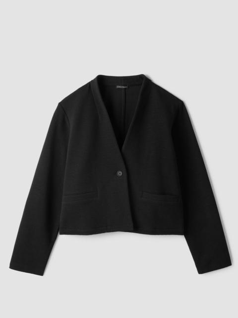 EILEEN FISHER Textured Cotton Doubleknit High Collar Jacket