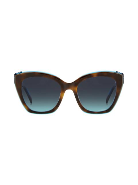 Missoni 54mm Cat Eye Sunglasses in Havana Teal/Grey Shaded Blue