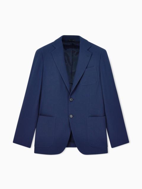 GIORGIO ARMANI UPTON LINE SINGLE-BREASTED JACKET IN SEERSUCKER VIRGIN WOOL