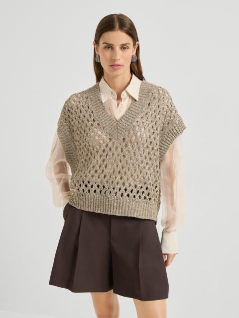 Silk and linen dazzling net sweater