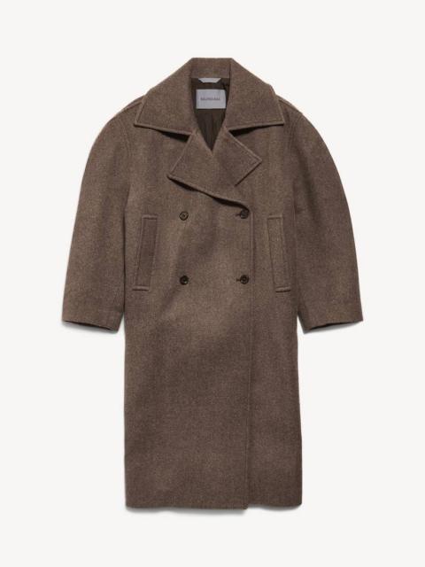 BALENCIAGA Women's Long Cocoon Coat in Dark Brown