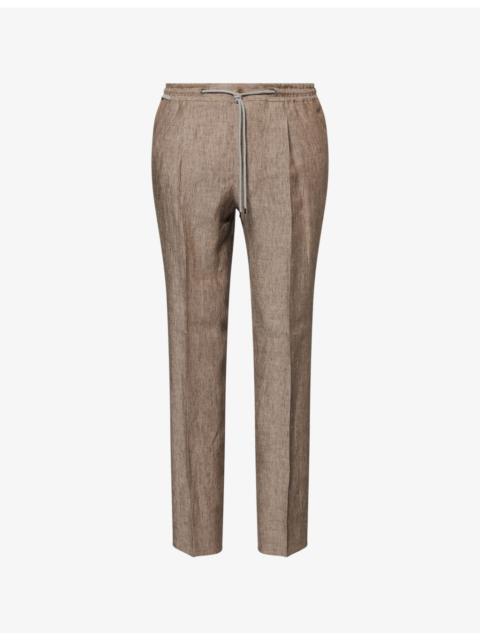 CORNELIANI Drawstring Straight-Leg Linen Trousers