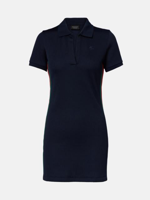 GUCCI Web Stripe ribbed-knit jersey polo dress