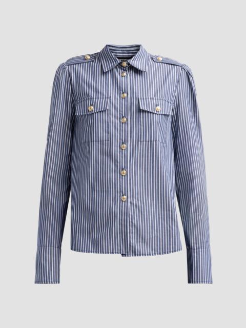GENERATION LOVE Women's Allure Striped Poplin Button-Front Shirt - Navy Stripe