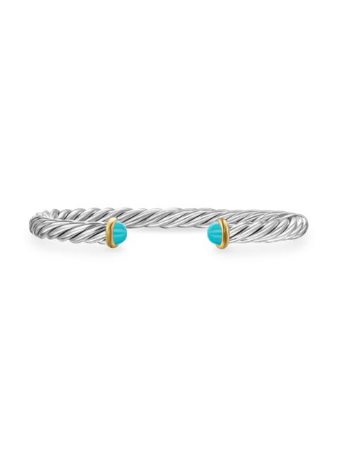 DAVID YURMAN Men's Cable Cuff Bracelet in Sterling Silver - Turquoise