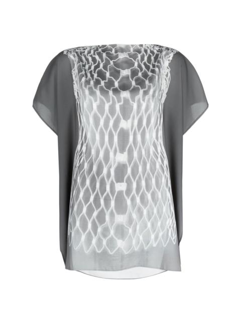 graphic-print short-sleeved blouse