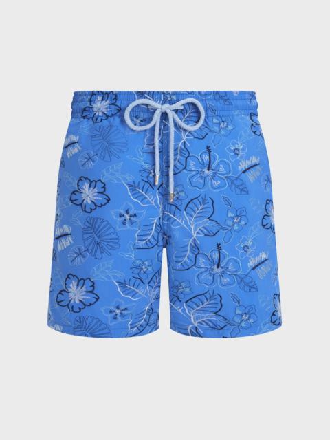 Vilebrequin MEN EMBROIDERED SWIM TRUNKS ISLAND FLOWERS - LIMITED EDITION