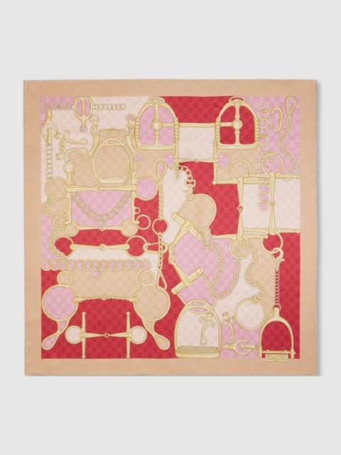 GUCCI GG Horsebit silk scarf