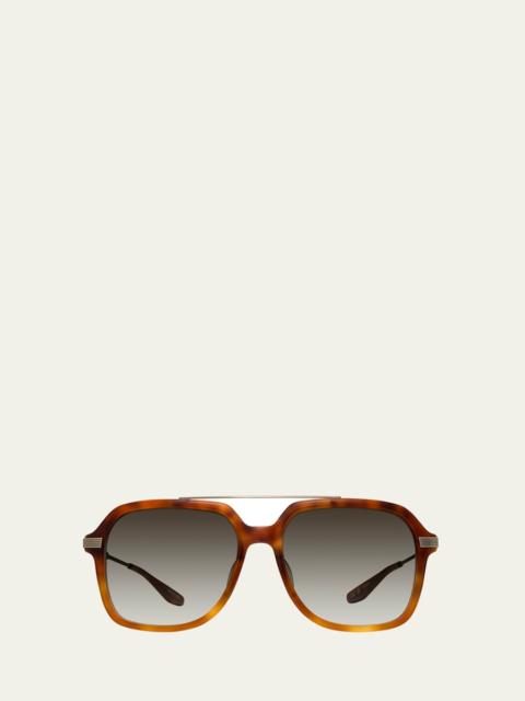 BARTON PERREIRA D. Ellis Havana Zyl & Titanium Aviator Sunglasses