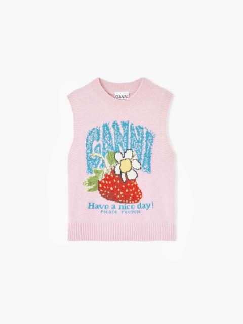 GANNI VEST WITH STRAWBERRY