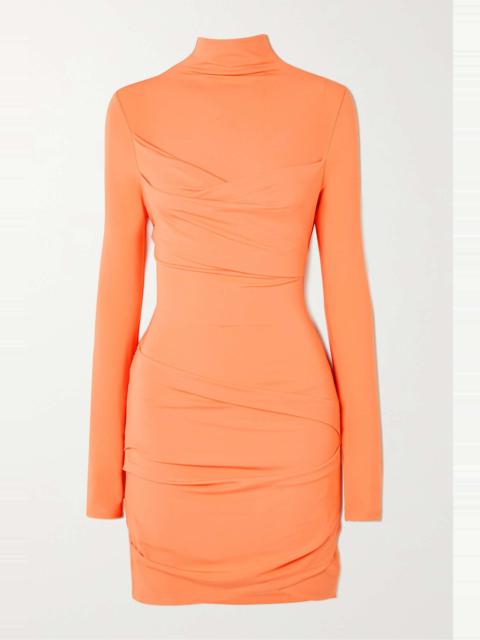 Off-White Ruched stretch-jersey turtleneck mini dress