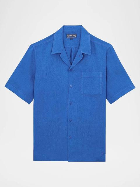 Vilebrequin Men's Garment-Dyed Linen Camp Shirt