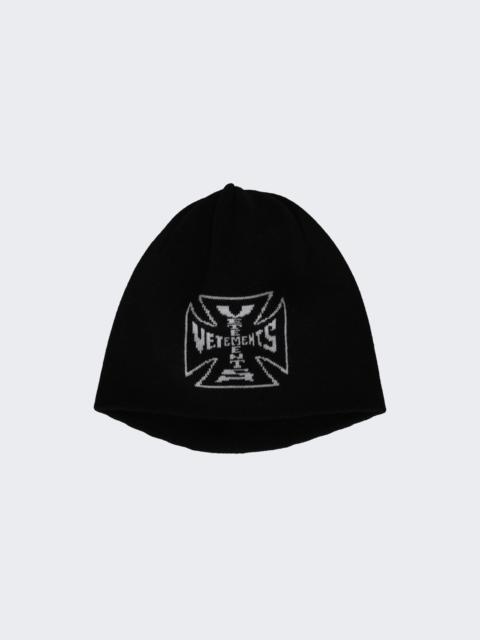 VETEMENTS Biker Cross Logo Beanie Black